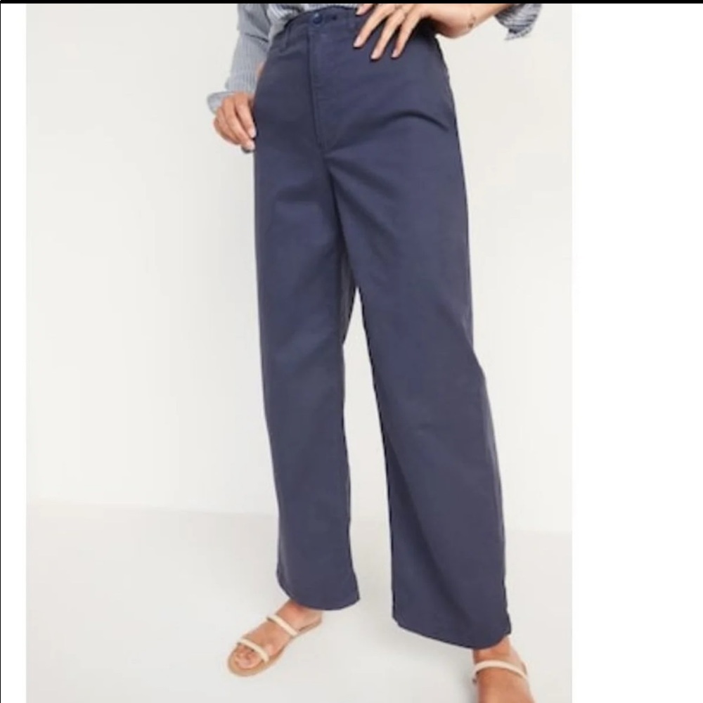 Old navy extra high waisted wide leg blue pants size 4 🆕